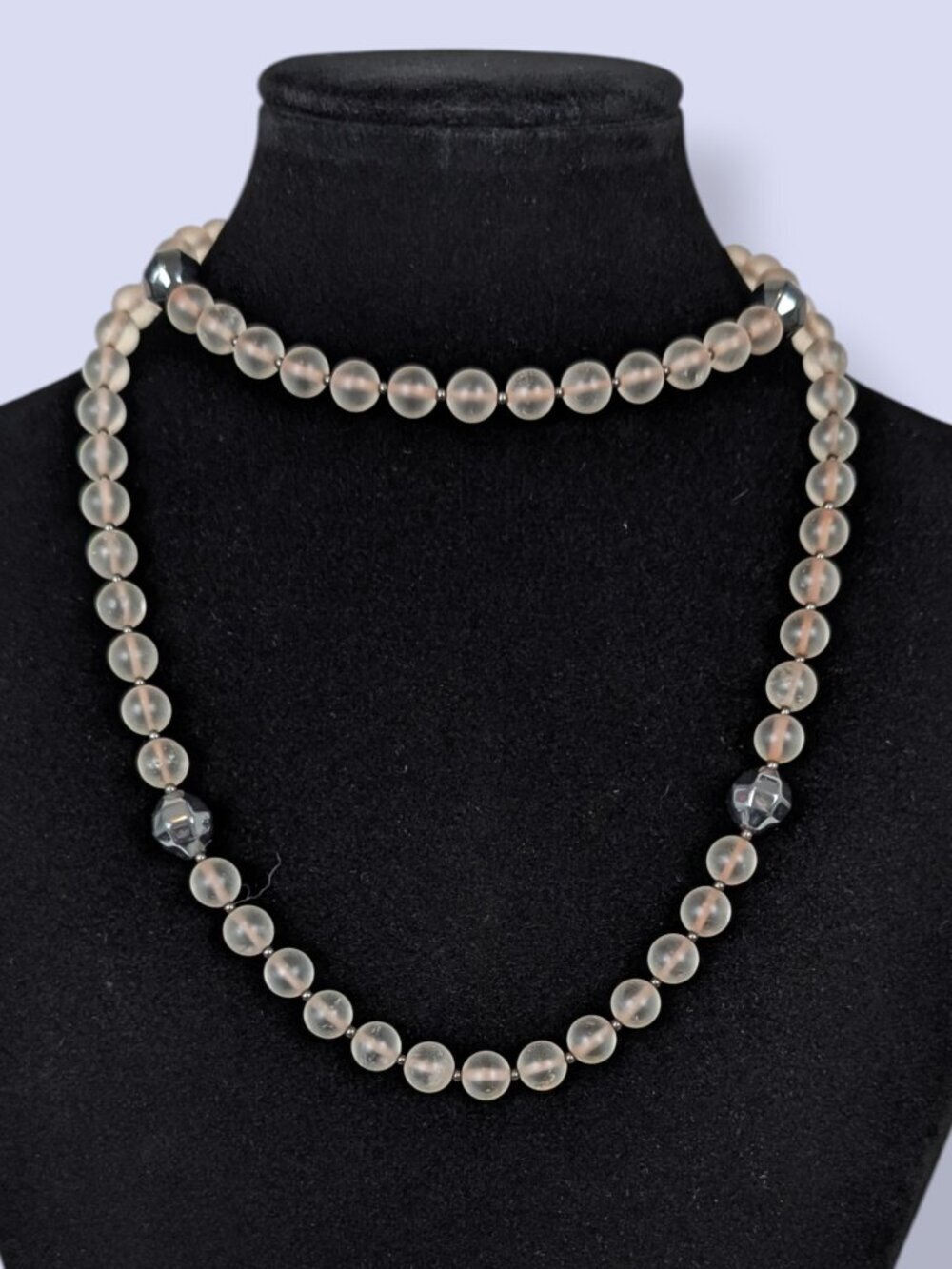 Frosted Glass & Hematite Infinity Necklace